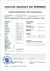 Abschlusszeugnisder Realschule